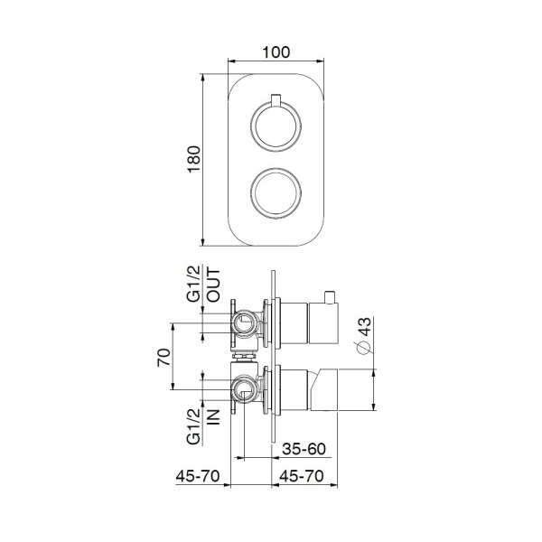 Смеситель для душа Webert ONE-B NB860101740 встраиваемый в стену 
без термостата белый