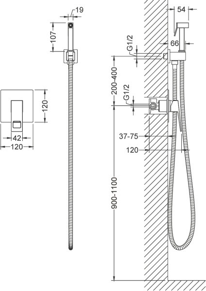 Гигиенический душ Timo Briana 7189/17SM встраиваемый в стену матовое золото