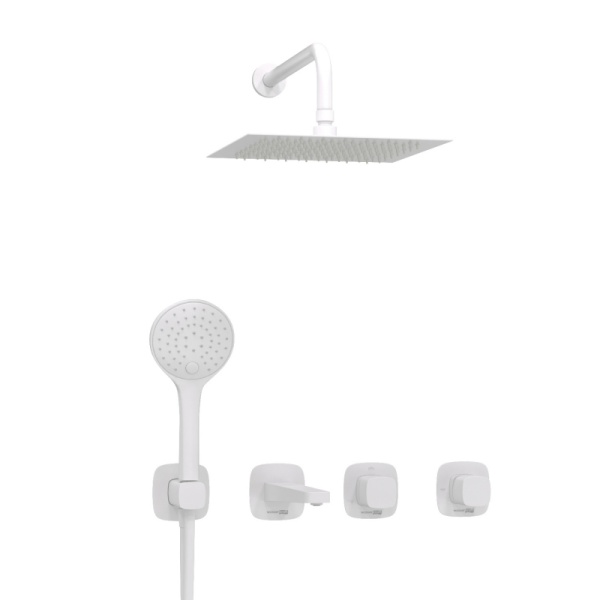 Душевая система со смесителем Wasserkraft Saale 9500 A9551.267.316.146.254.328.156.155 монтаж встраиваемая в стену без термостата белый