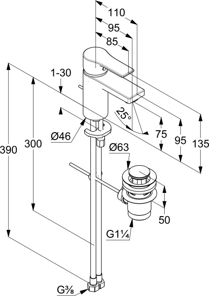Смеситель для раковины Kludi Zenta SL 482630565 хром