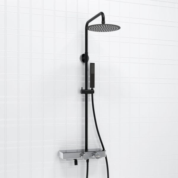 Душевая система со смесителем Wasserkraft  A114.258.218.CB Thermo монтаж настенная с термостатом черный