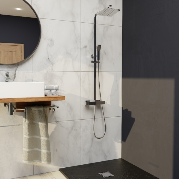 Душевая система со смесителем RGW Shower Panels 21140122-01 монтаж настенная с термостатом хром