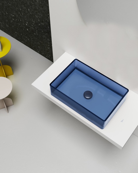 Раковина  прямоугольная Abber Kristall AT2803Saphir полиэфирная смола цвет синий