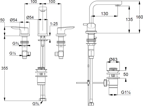 Смеситель для раковины Kludi Pure&Solid 343940575 хром