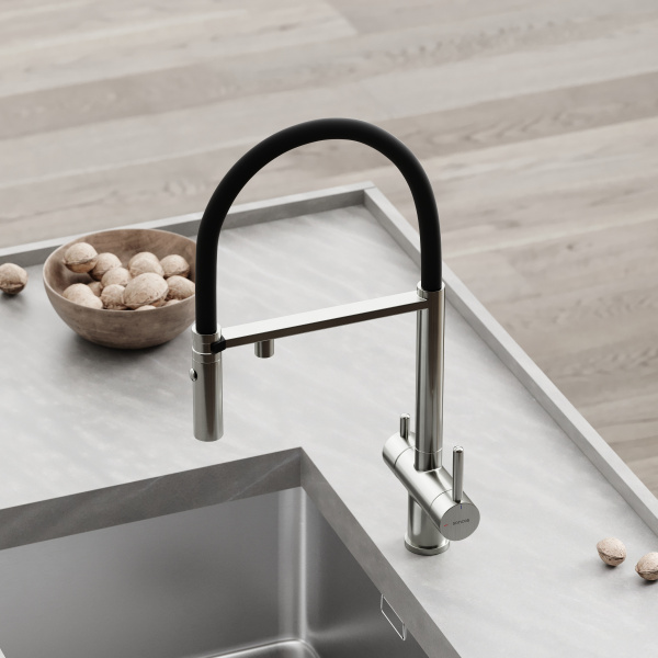 Смеситель для кухни Sancos Imola SC4010BNbh с подключением к фильтру брашированный никель