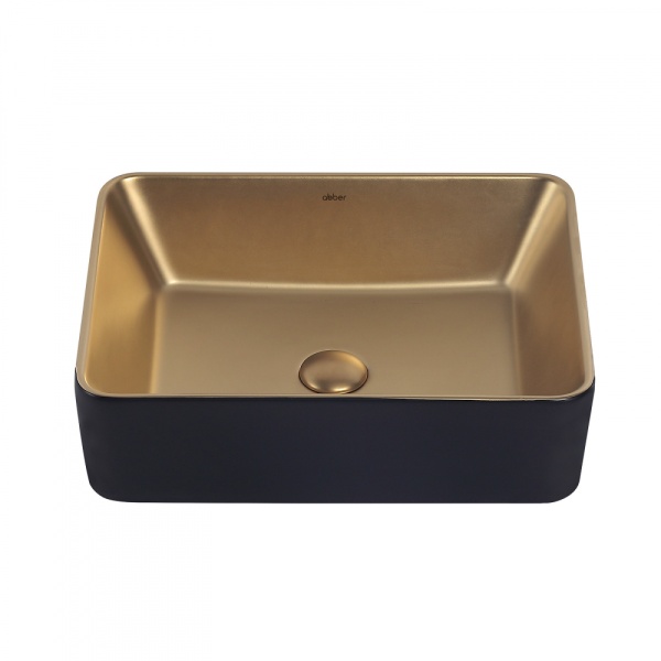 Раковина  прямоугольная Abber Rechteck AC2212BG фаянс цвет золото матовое-черный