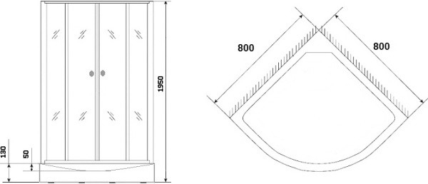 Душевой угол Niagara Eco NG-003-14 80x80 стекла матовые, профиль хром