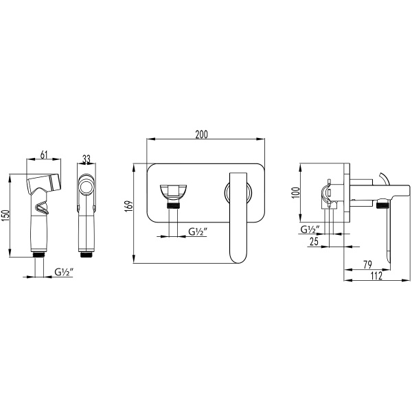 Гигиенический душ Lemark Melange LM4919CW встраиваемый в стену хром/белый