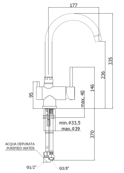 Смеситель для кухни Paffoni Stick SK190CR с подключением к фильтру 