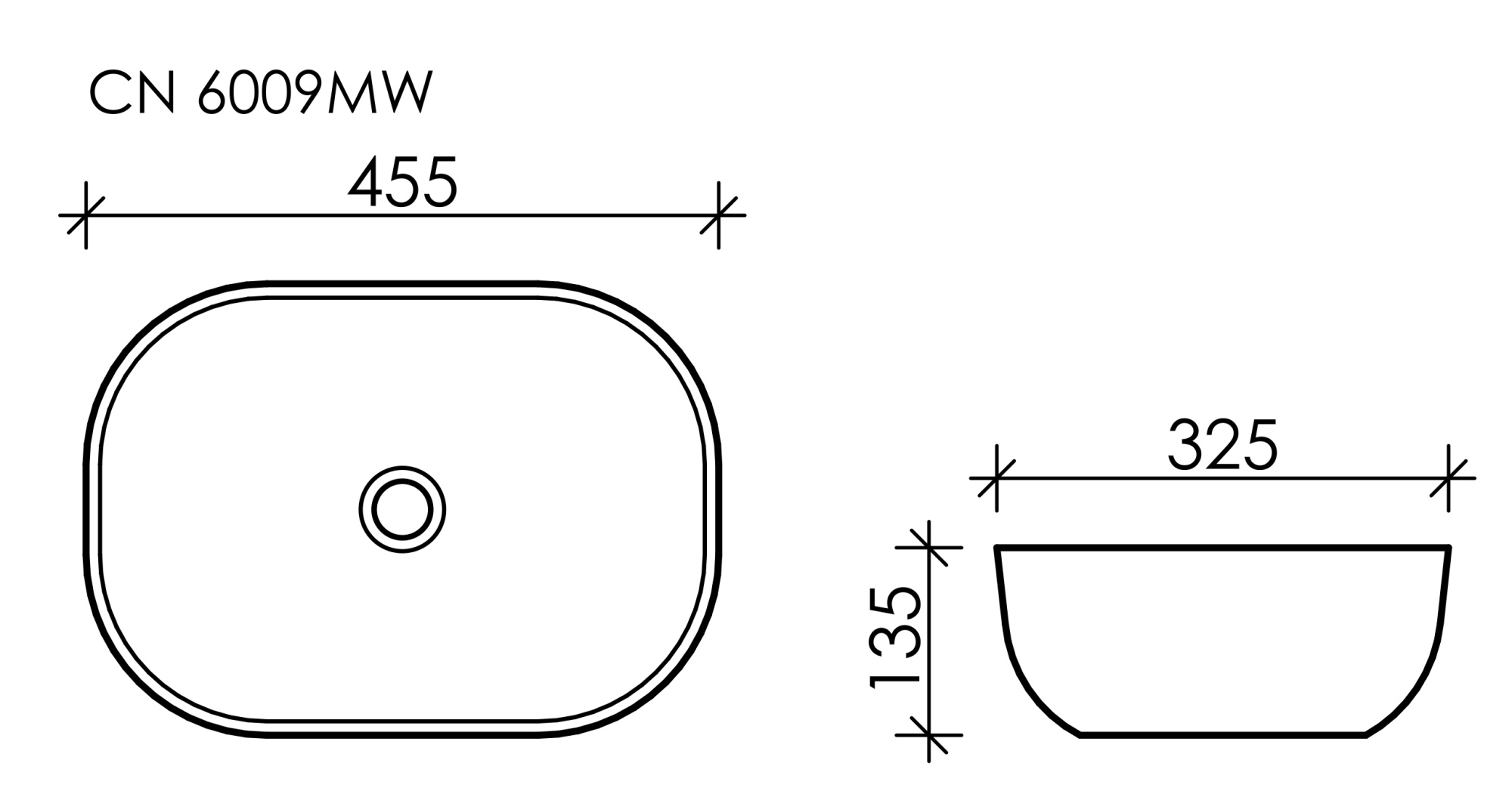 Раковина накладная прямоугольная Ceramica Nova Element CN6009MW фарфор цвет белый матовый