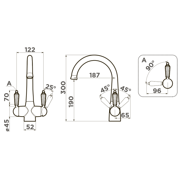 Смеситель для кухни Omoikiri Okinawa 4994016 с подключением к фильтру золото