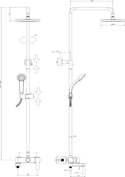 Душевая система со смесителем Paffoni BLU ZCOL632CR монтаж настенная без термостата 