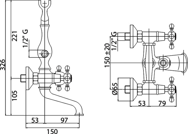 Смеситель  Cezares Golf GOLF-VD-01-Bi  
 