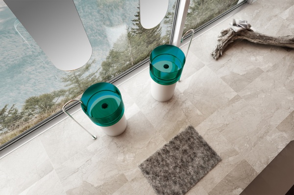 Раковина  круглая Abber Kristall AT2701White-Aquamarin искусственный камень полиэфирная смола цвет белый-бирюзовый