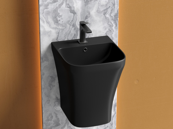 Раковина подвесная моноблок прямоугольная Ceramica Nova Dion CN6067MB фарфор цвет черный матовый