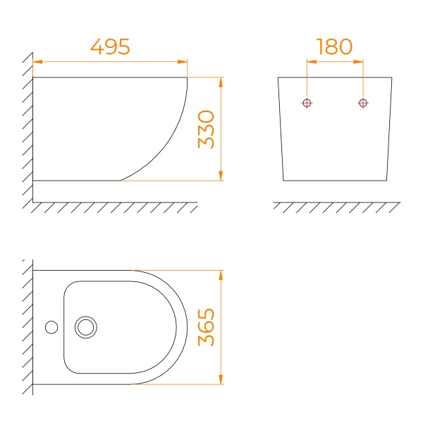 Биде подвесной RGW  65430280-01 фаянс, цвет белый