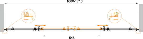 Шторка для ванны раздвижная  Cezares Eco ECO-O-VF-2-170/145-C-Cr 170 см, стекла прозрачные, профиль хром