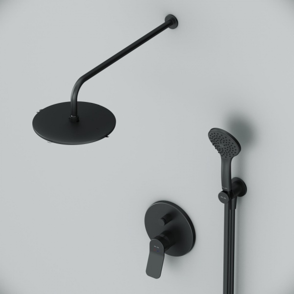 Душевая система со смесителем Am.Pm X-Joy FB85A1RH02 монтаж встраиваемая в стену без термостата черный