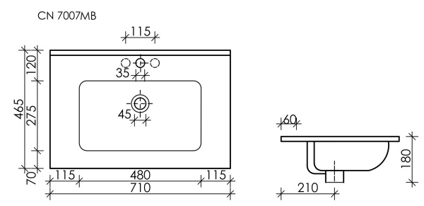 Раковина мебельная прямоугольная Ceramica Nova Element CN7007MB фарфор цвет черный матовый
