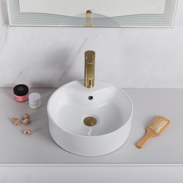 Раковина накладная круглая BelBagno  BB1400 фаянс цвет белый