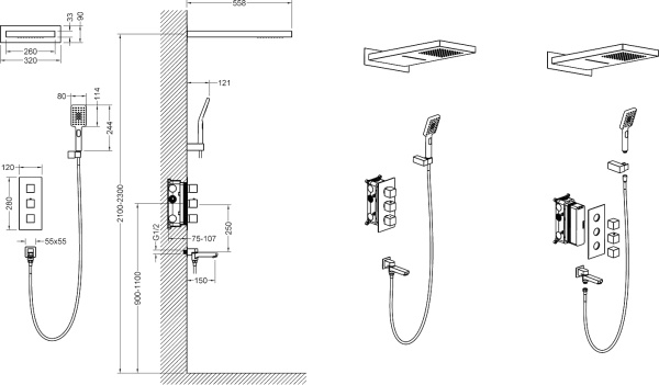 Душевая система со смесителем Timo Petruma SX-5079/03SM монтаж встраиваемая в стену с термостатом черный