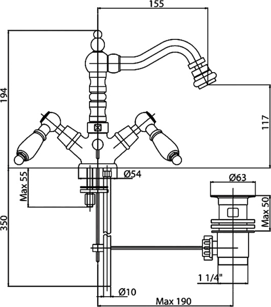 Смеситель для биде Cezares First FIRST-BS2-03/24-Bi латунь 