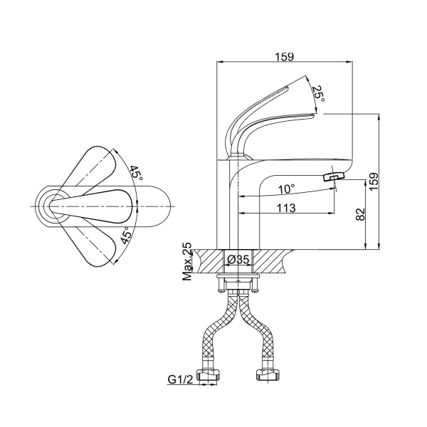 Смеситель для раковины D&amp;K Venice.Gondola DA1022141 хром