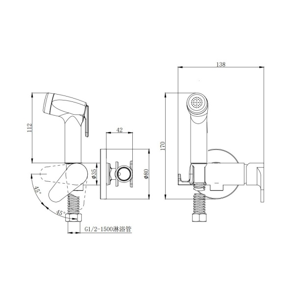 Гигиенический душ D&amp;K Rhein.Marx DA1394585 встраиваемый в стену черный матовый