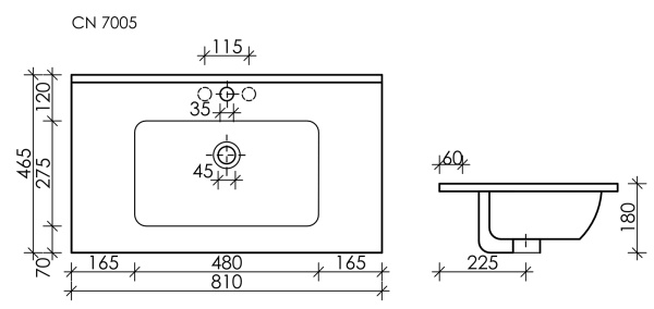 Раковина мебельная прямоугольная Ceramica Nova Element CN7005MB фарфор цвет черный матовый