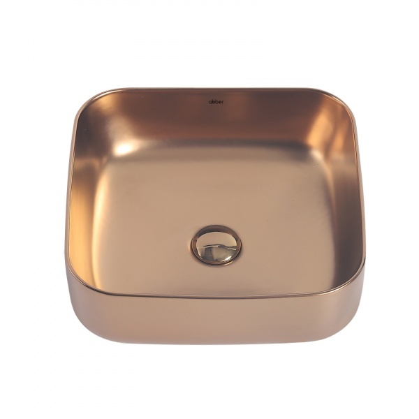 Раковина накладная квадратная  Abber Rechteck AC2211MRG фаянс цвет розовое золото матовое