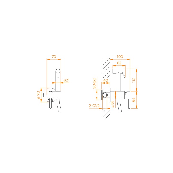 Гигиенический душ RGW Shower Panels 511408206-04 встраиваемый в стену черный