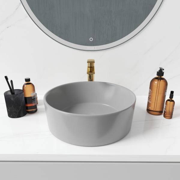 Раковина  круглая Grossman Color GR-3013GM фаянс цвет серый матовый
