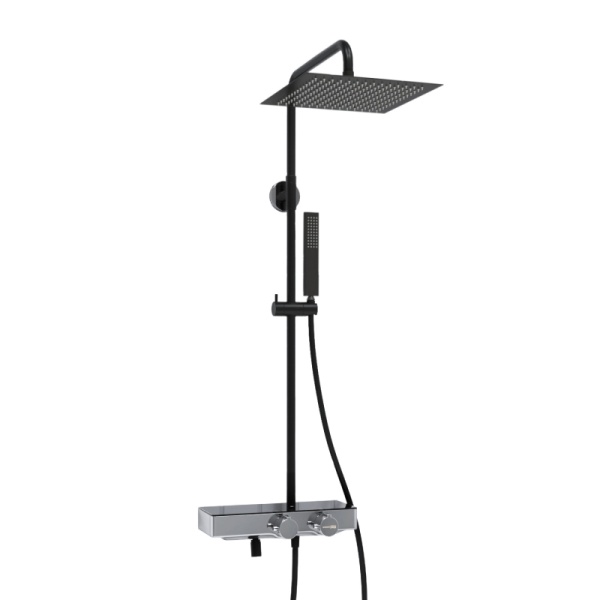 Душевая система со смесителем Wasserkraft  A114.162.218.CB Thermo монтаж настенная с термостатом черный