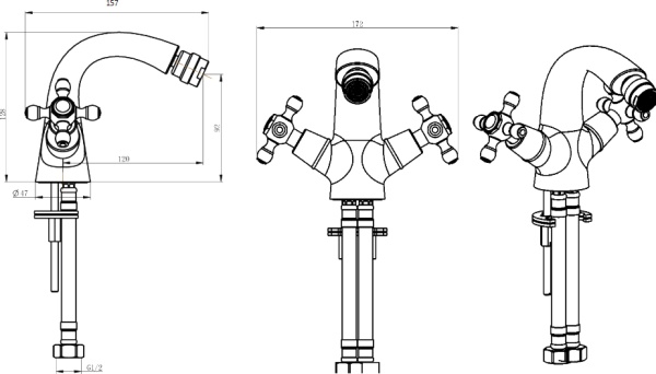 Смеситель для биде Boheme Tradizionale Chromo 276 латунь хром