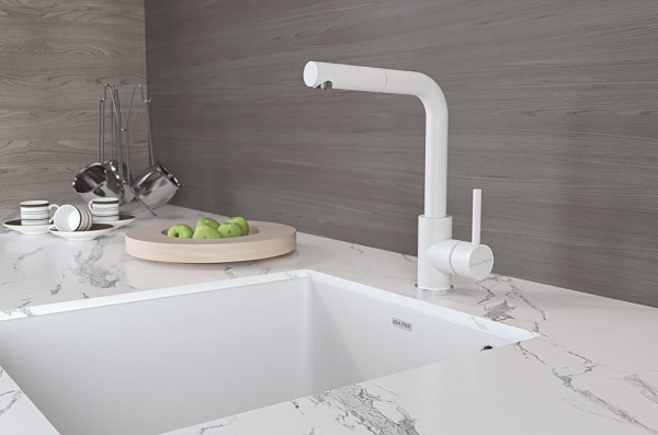 Смеситель для кухни Paulmark Kassel Ka214311-431TW без подключения к фильтру белый матовый