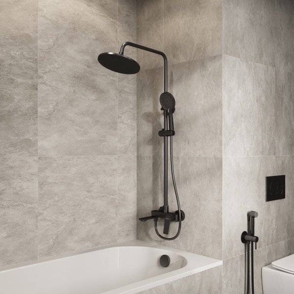 Душевая система со смесителем Grossman Galaxy 500.K35.01.420 монтаж настенная без термостата графит