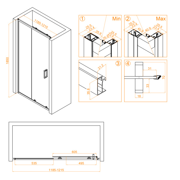 Душевая дверь RGW Classic CL-14 32091412-11 120 см стекла прозрачные, профиль хром