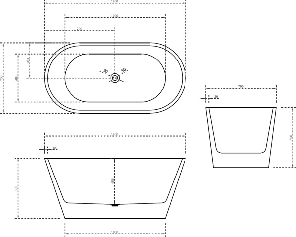 Акриловая ванна Abber  AB9203-1.4 140x70
