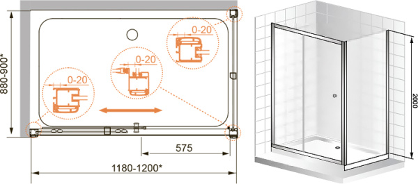 Душевой угол Cezares Anima ANIMA-W-AH-1-120/90-C-Cr прямоугольный 120x90 стекла прозрачные, профиль хром
