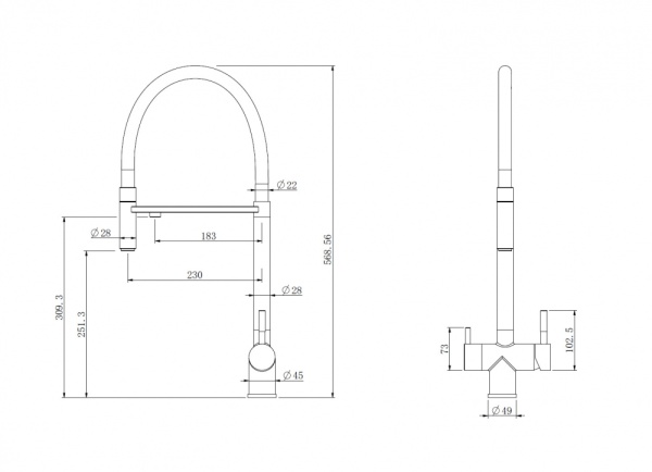 Смеситель для кухни Abber Wasser Kreis AF81141 с подключением к фильтру хром