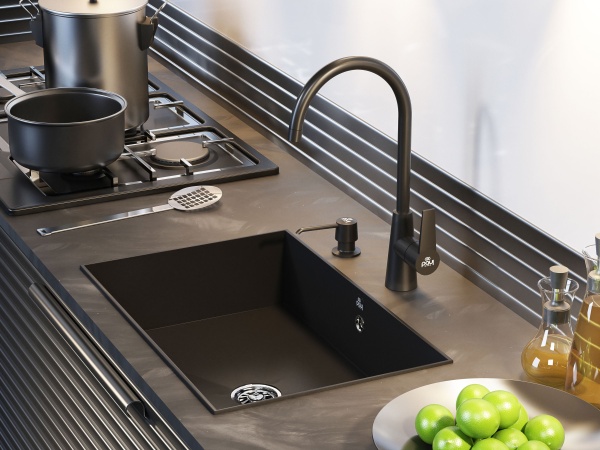 Смеситель для кухни Paulmark Holstein Ho212065-401 без подключения к фильтру антрацит