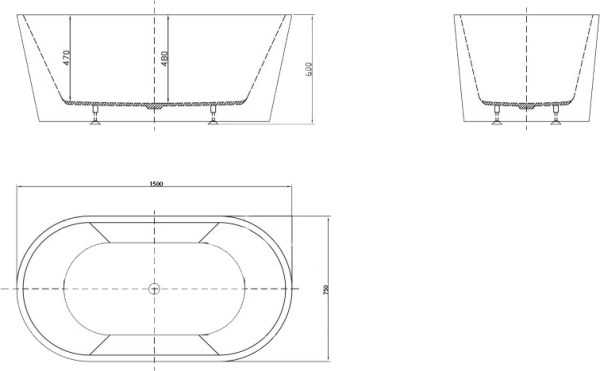 Акриловая ванна BelBagno  BB202-1500-750 150x75