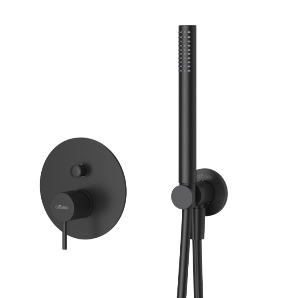 Душевая система со смесителем Cezares Leaf LEAF-DSIP-30-L-NOP монтаж встраиваемая  в стену без термостата черный матовый