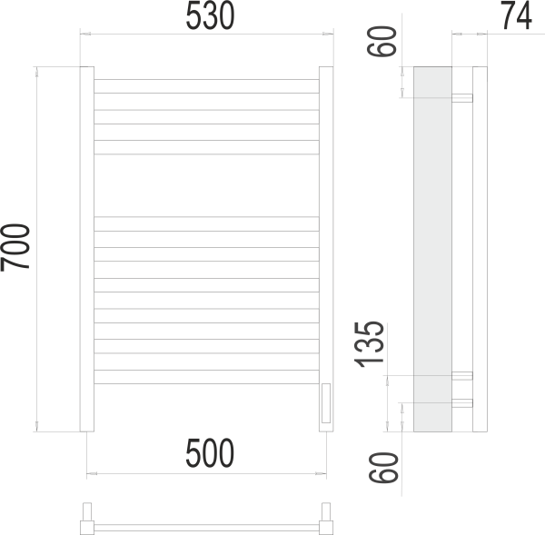Полотенцесушитель электрический Terminus Енисей П9  50x70 4670078526281 хром