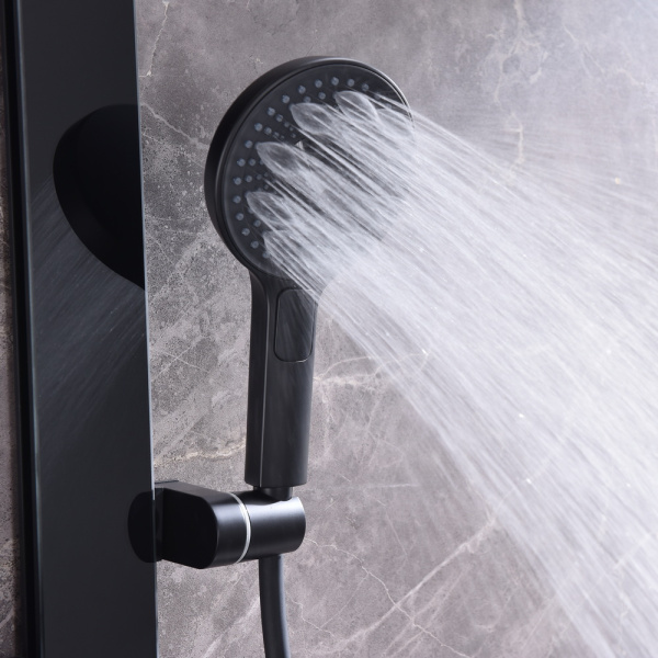 Душевая система со смесителем Black&White Gravity GH-9005-BM монтаж настенный с термостатом черный матовый