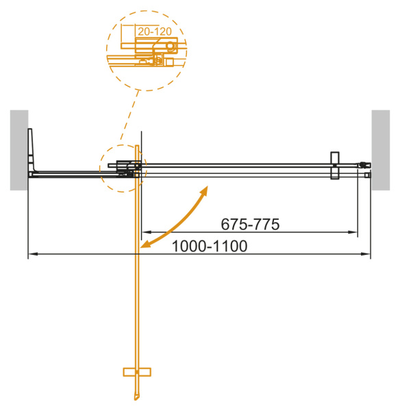 Душевая дверь распашная Cezares Slider SLIDER-B-1-100/110-BR-GM 100-110 см стекла бронза профиль оружейная сталь