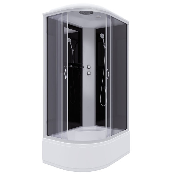 Душевая кабина с крышей Niagara Classic NG-2510-14R асимметричная  120x80 стекла тонированные, профиль матовый хром