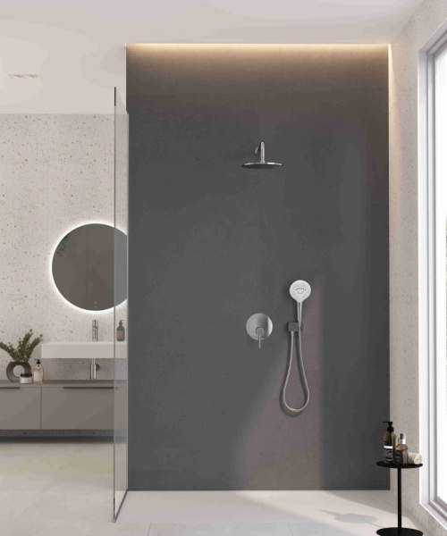 Душевая система со смесителем Kludi Bozz 386710576 монтаж встраиваемая в стену без термостата хром