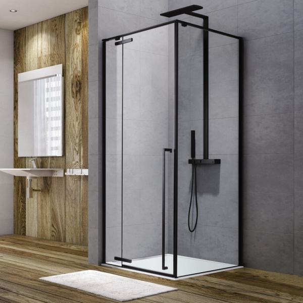 Душевой угол Aquanet Ideal AE-AXC94MB-S-B прямоугольная  стекла прозрачные, профиль черный