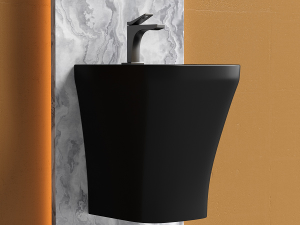 Раковина подвесная моноблок прямоугольная Ceramica Nova Dion CN6067MB фарфор цвет черный матовый